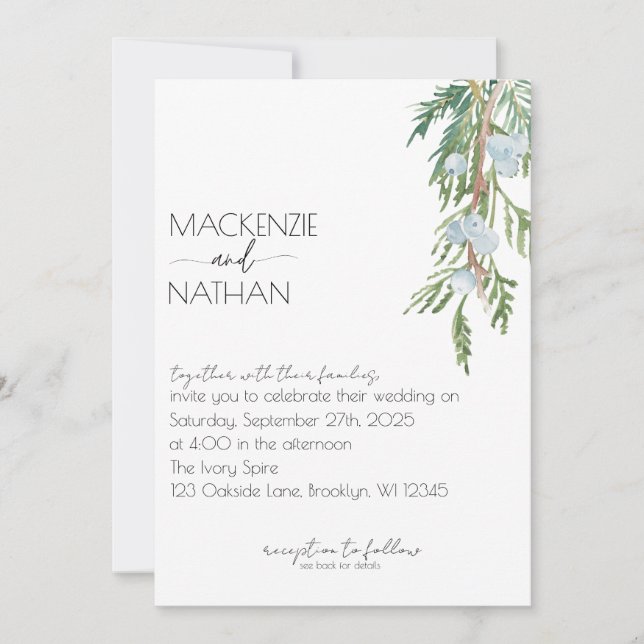Invitación a la Boda de Invierno Moderno (Anverso)