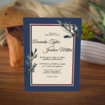 Invitación a la boda de invierno Pine Blue