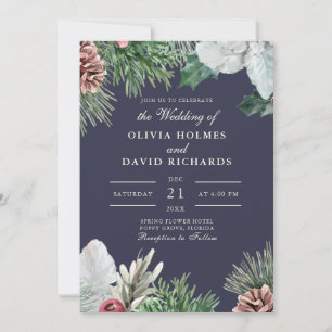 Invitación a la boda de invierno sobre la vegetaci