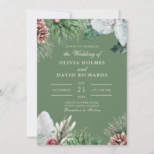 Invitación a la boda de invierno sobre la vegetaci