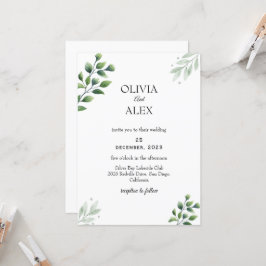 Invitación a la boda de invierno sobre la vegetaci