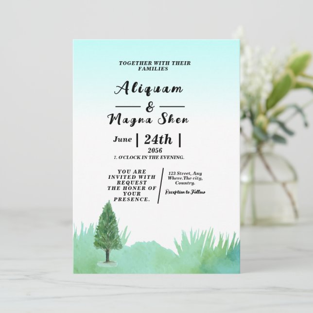 Invitación a la boda de invierno, tarjeta de invit (Anverso de pie)