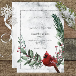 Invitación a la boda de invierno y cardenal rojo