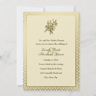 Invitación a la boda de Ivory Christian Cross Lili