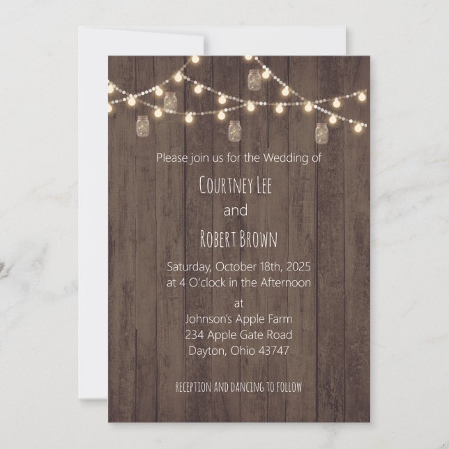 Invitación a la boda de Jar Barn Rustic (Anverso)