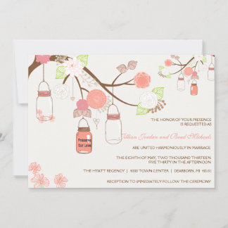 Invitación a la boda de Jar Mason - Coral, Lime, B