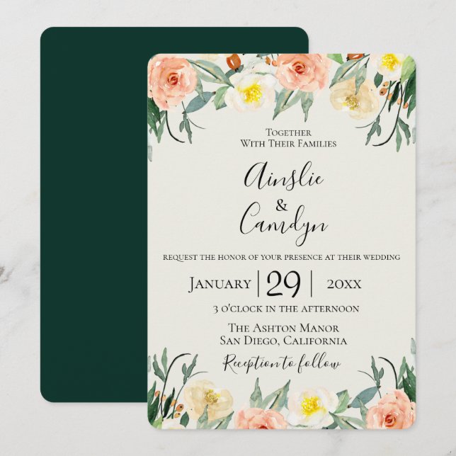 Invitación a la boda de Jardin De Fleurs (Anverso / Reverso)