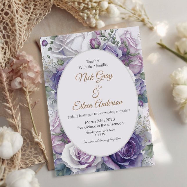 Invitación a la boda de jardín de flores moradas (Purple Flowers Garden Wedding Invite)
