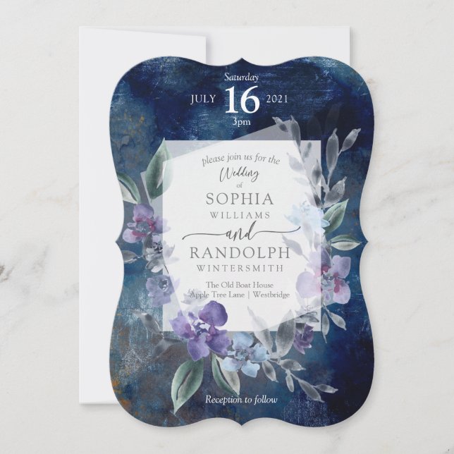 Invitación a la Boda de Jardín de Flores Polvorien (Anverso)