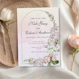 Invitación a la boda de jardín de flores rosadas y