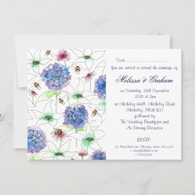 Invitación a la boda de jardín floral de flores y  (Anverso)