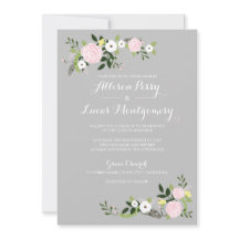 Invitación a la boda de jardín floral - gris