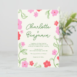 Invitación a la boda de jardín floral lindo y bril