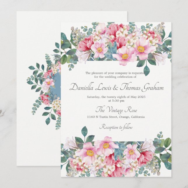 Invitación a la boda de jardín fragante (Anverso / Reverso)