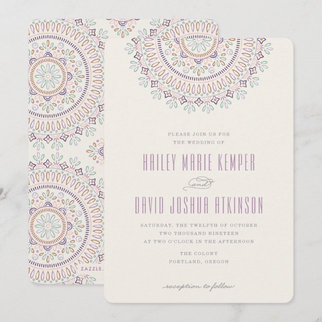 Invitación a la boda de Jardin Mandala - Orquídea (Anverso / Reverso)