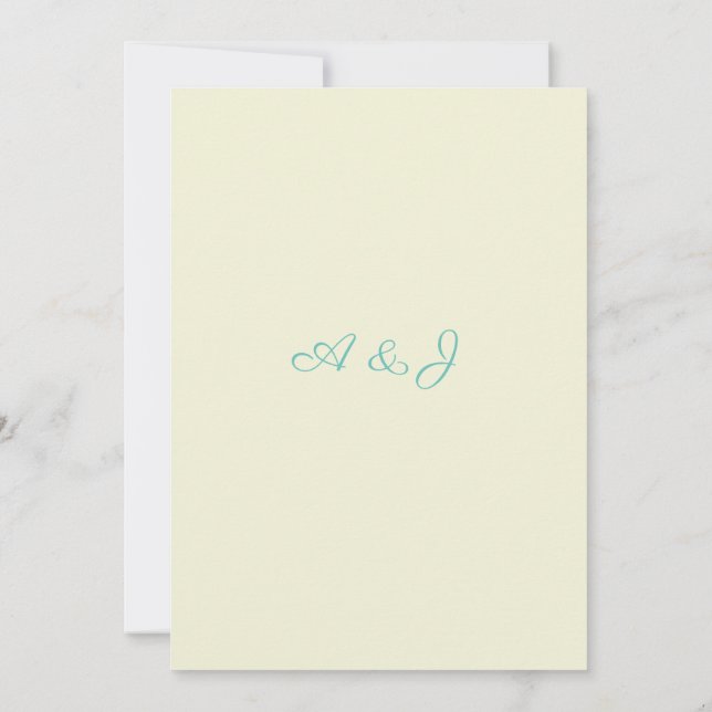 Invitación a la boda de jardín rosa y azul (Reverso)