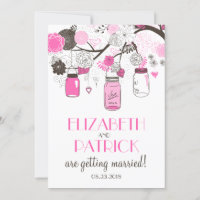 Invitación a la boda de jars de masas rosadas cali