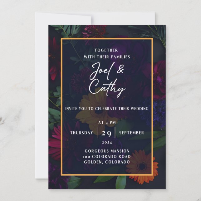 Invitación a la boda de Jewel Toned Florals (Anverso)