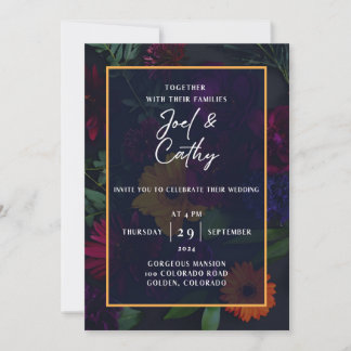 Invitación a la boda de Jewel Toned Florals