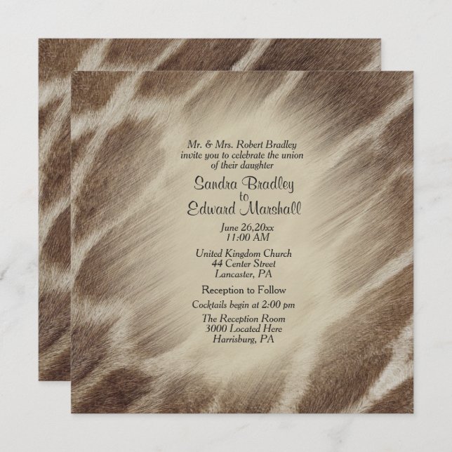 Invitación a la boda de jirafa (Anverso / Reverso)