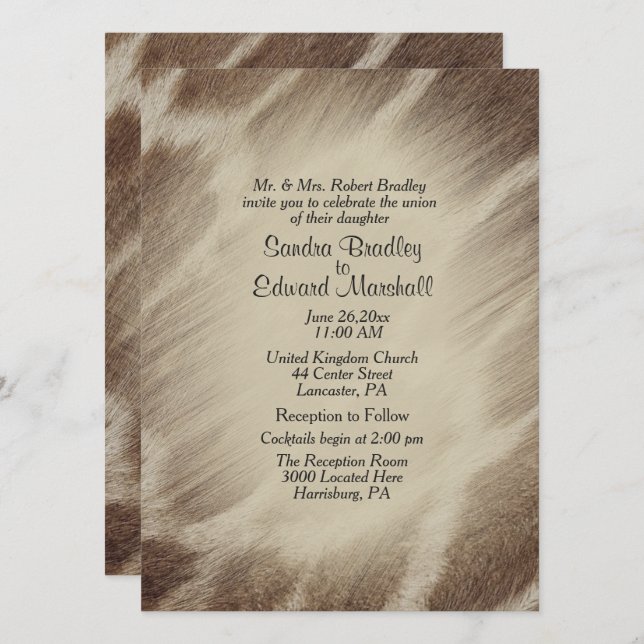 Invitación a la boda de jirafa (Anverso / Reverso)