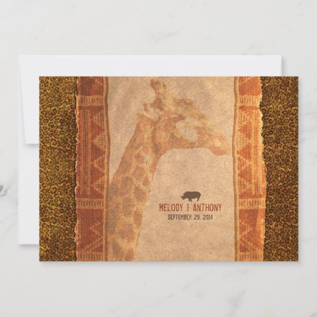 Invitación a la boda de jirafa africana con Safari (Anverso)
