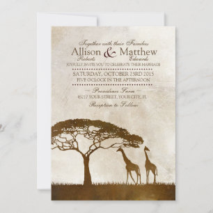 Invitación a la boda de jirafas marrones y marfile