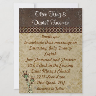 Invitación a la boda de jirafas Verde azuladas y d