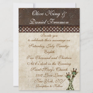 Invitación a la boda de jirafas Verde azuladas y d