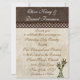 Invitación a la boda de jirafas Verde azuladas y d