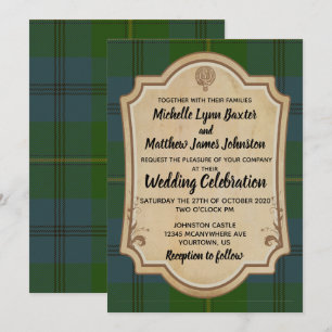 Invitación a la boda de Johnston Tartan