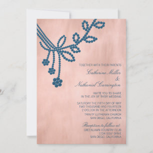 Invitación a la boda de joyas antiguas, azul real