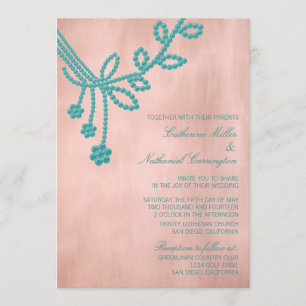 Invitación a la boda de joyas antiguas, turquesa