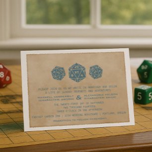 Invitación a la Boda de Jugador Blue Grunge D20 Di