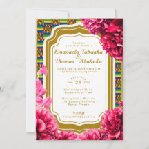 Invitación a la boda de Kente - Kente azul y oro