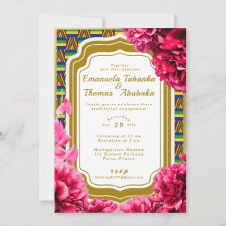 Invitación a la boda de Kente - Kente azul y oro