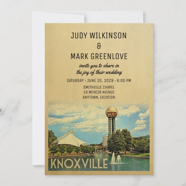 Invitación a la boda de Knoxville Tennessee (Anverso)