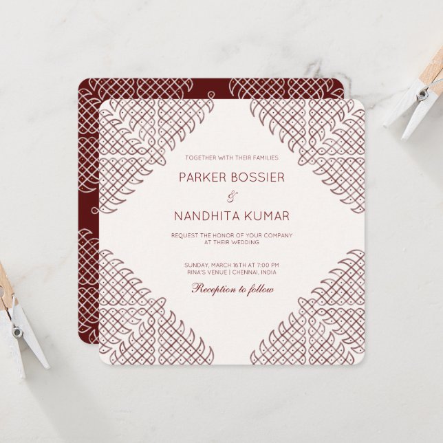 Invitación a la boda de Kolam (Anverso/Reverso In Situ)