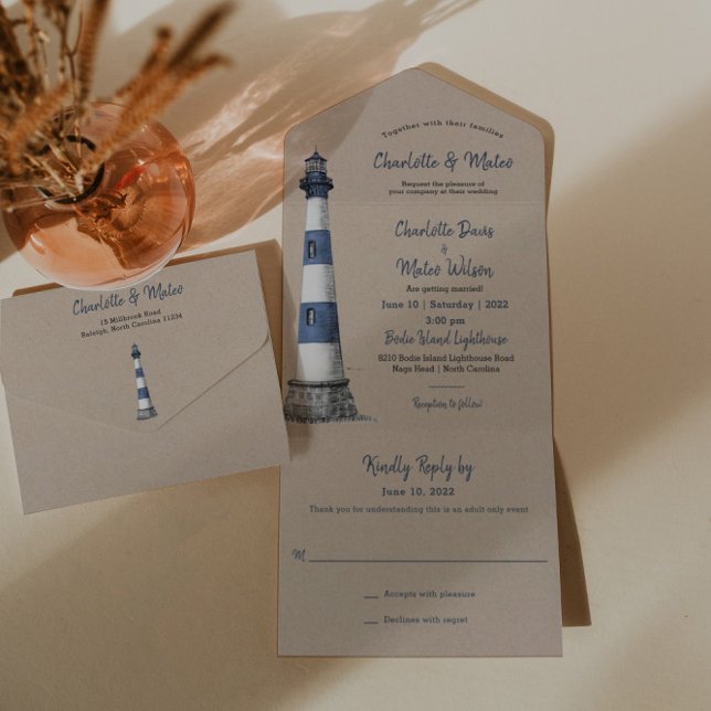 Invitación a la boda de Kraft en el faro blanco az (Subido por el creador)