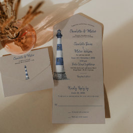 Invitación a la boda de Kraft en el faro blanco az