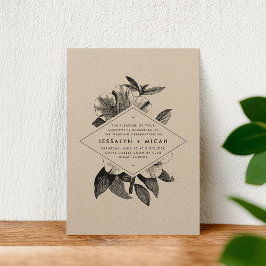 Invitación a la boda de kraft floral