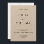Invitación a la boda de kraft Minimalista moderno<br><div class="desc">Invitación a la Boda Rustica Minimalista Moderna. Personaliza todo el texto y los colores en esta invitación de boda sencilla y moderna.</div>