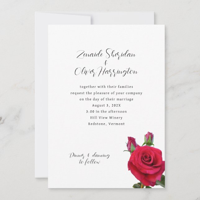 Invitación a la boda de Kraft Rústico Roses Roses  (Anverso)
