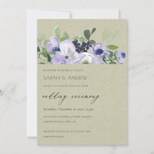 Invitación a la boda de Kraft Violet Purple Floral