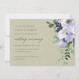 Invitación a la boda de Kraft Violet Purple Floral