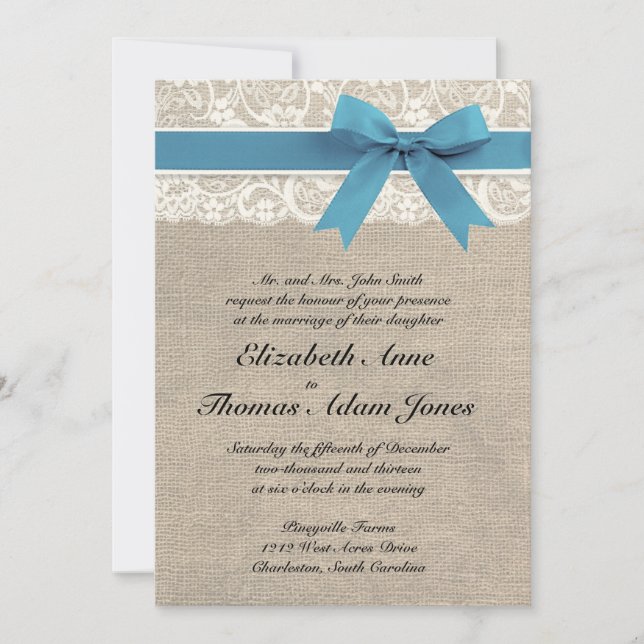 Invitación a la boda de la abrazadera de cinta bla (Anverso)