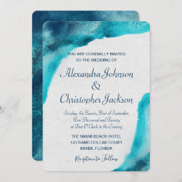 Invitación a la boda de la acuarela azul de los oc