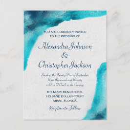 Invitación a la boda de la acuarela azul de los oc