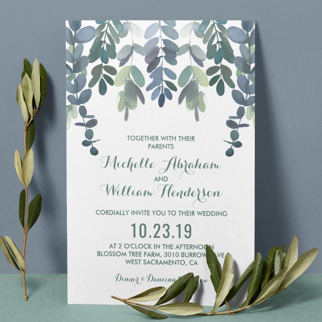 Invitación a la boda de la acuarela de Eucalyptus  (Subido por el creador)