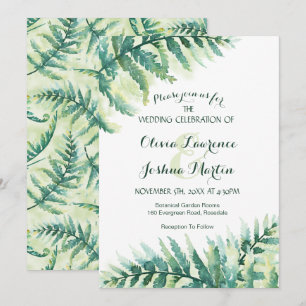 Invitación a la boda de la acuarela de Fern Greene